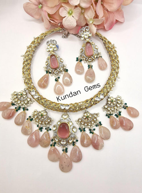 Hasli Baby Pink Necklace Set