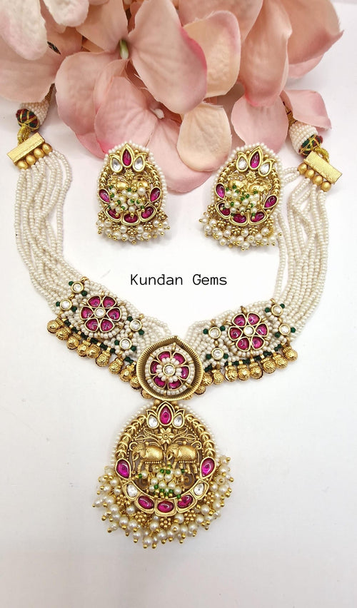 Rajwadi Ruby Collar Style Set