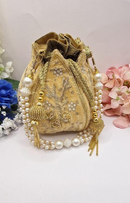 Gold Embroidered Potli Bag