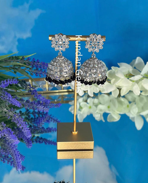 Silver black Polki Jhumki