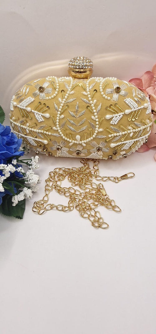 Embroidered Oval Clutch