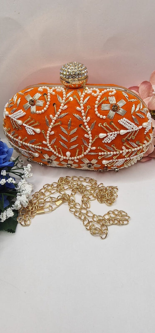 Embroidered Oval Clutch