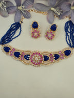 Hazoorilal Pink and Blue Choker Set