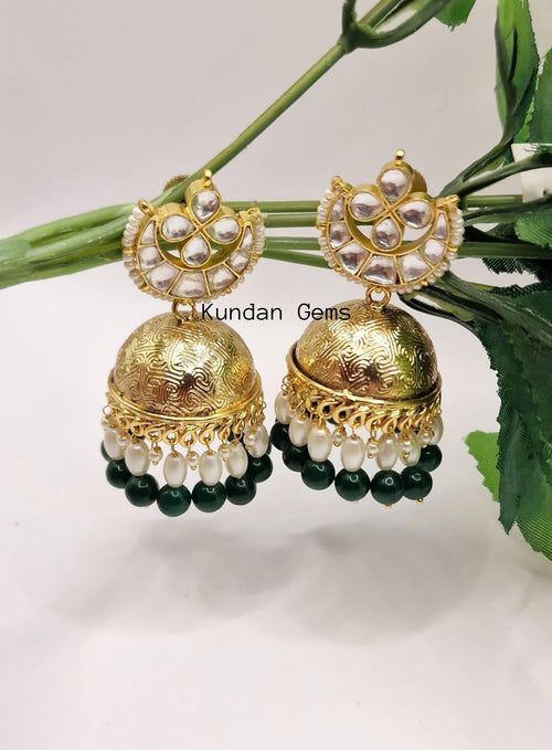 Pachi Kundan Medium Jhumki