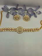 22k Gold Polish Sunehri Kundan Choker Set