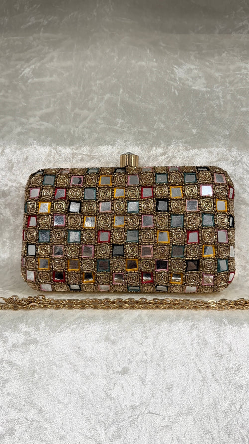 Rectangle Multi Mirror Clutch Bag