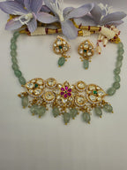 Sunehri Kundan Mint Choker Set