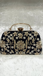 Embroidered Handle Clutch Bag