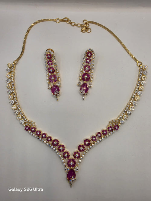 American Diamond Gold Polish Necklace Set