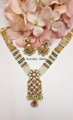 Rajwadi Ruby Green Collar Style Set