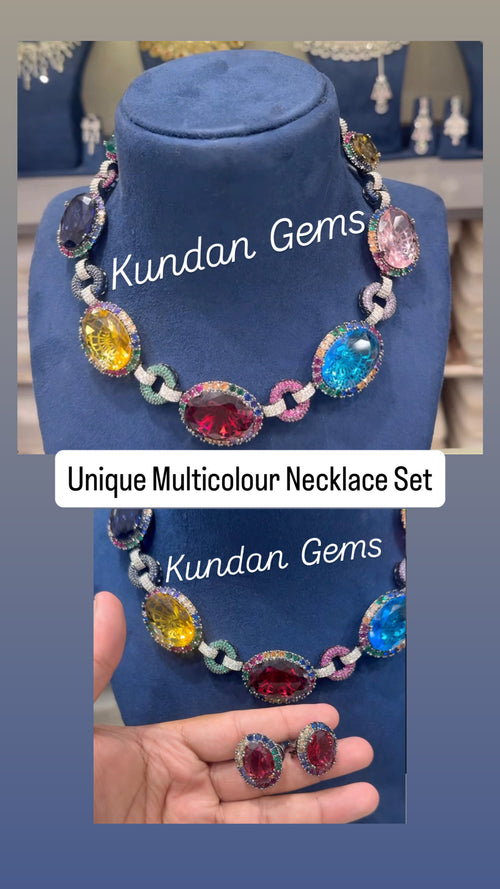 Crystal Stone Multi Necklace Set