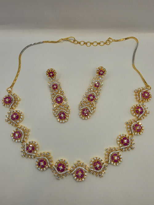 American Diamond Gold Polish Necklace Set