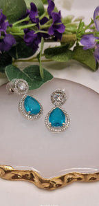 Small Silver Blue Earrings
