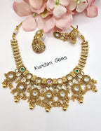 Rajwadi Ruby Green Necklace Set