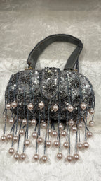 Fancy Grey Pearl Clutch Bag