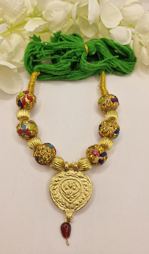 Punjabi Folk Cultural Bhangra Gidha Kaintha Pendant Pink thread necklace