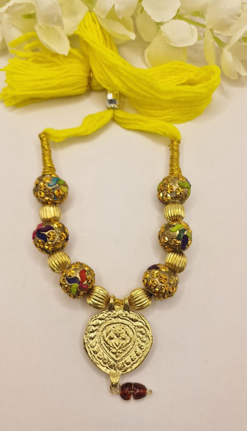 Punjabi Folk Cultural Bhangra Gidha Kaintha Pendant Pink thread necklace