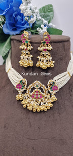 Pachi Kundan Ruby Green Choker Set