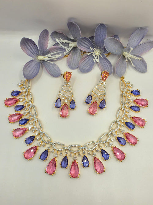 American Diamond Gold Polish Necklace Set