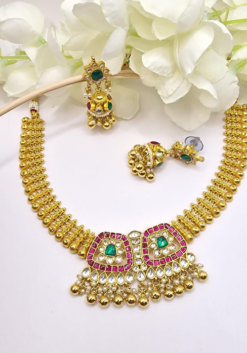 Ruby Green Pachi Kundan Choker Set