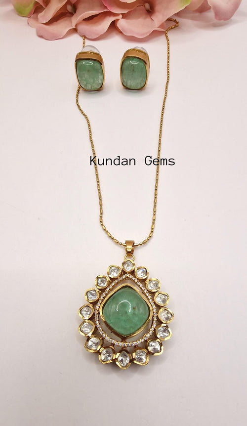 Moissanite & Doublet Stone Pendent Set