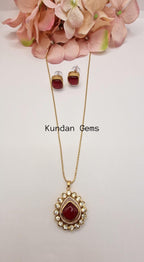 Moissanite & Doublet Stone Pendent Set