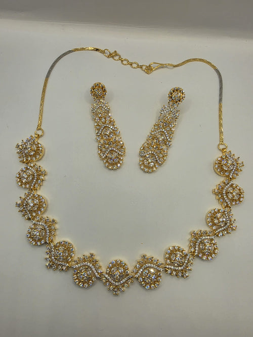 American Diamond Gold Polish Necklace Set