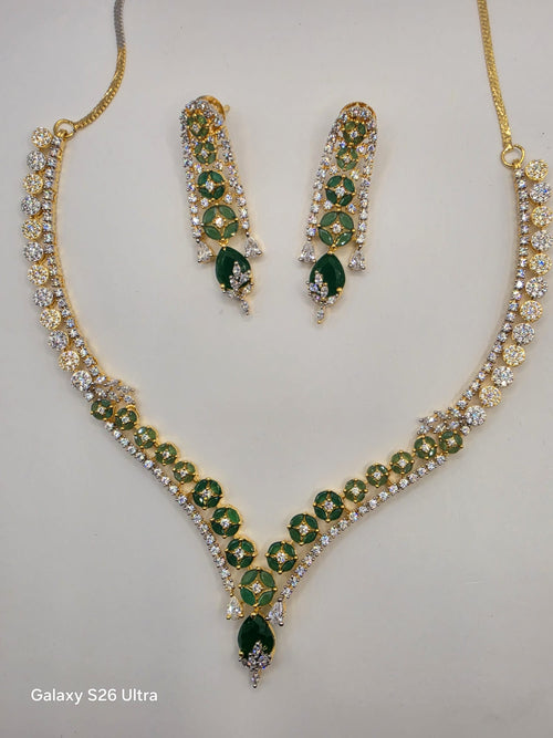 American Diamond Gold Polish Necklace Set