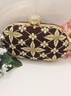Embroidered Oval Clutch