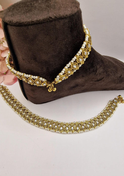Sleek Kundan Anklet