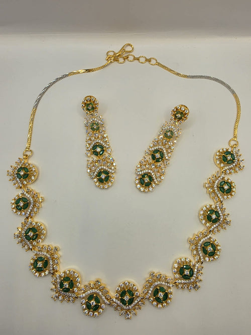 American Diamond Gold Polish Necklace Set