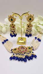 Royal Blue Pachi Kundan Choker Set