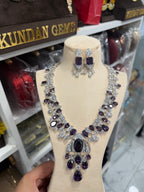 Silver Plated Purple Necklace Set