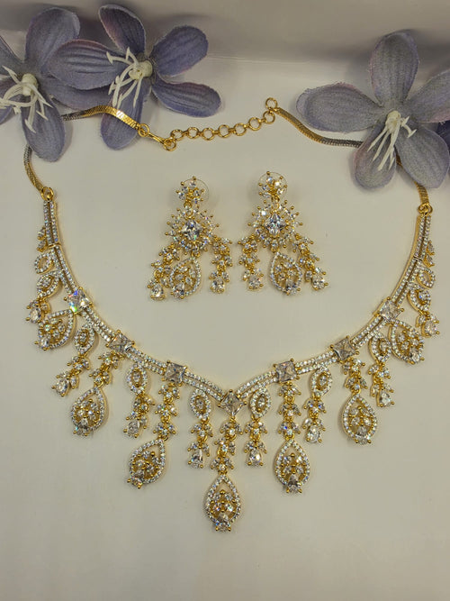 American Diamond Gold Polish Necklace Set