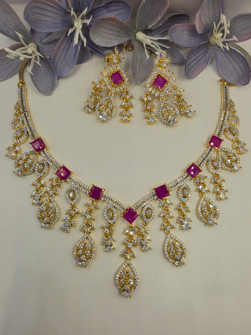 American Diamond Gold Polish Necklace Set