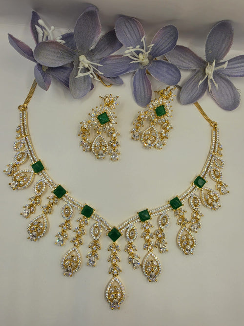 American Diamond Gold Polish Necklace Set