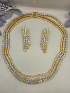 3 Layer WG Gold Clear Necklace Set