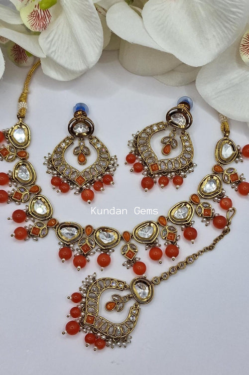 Uncut Kundan + Polki Necklace Set
