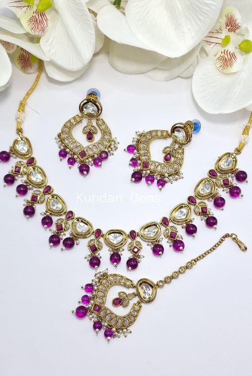 Uncut Kundan + Polki Necklace Set