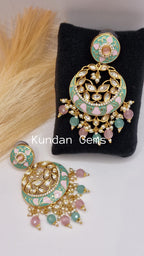 Uncut Kundan Combination Colour Earrings