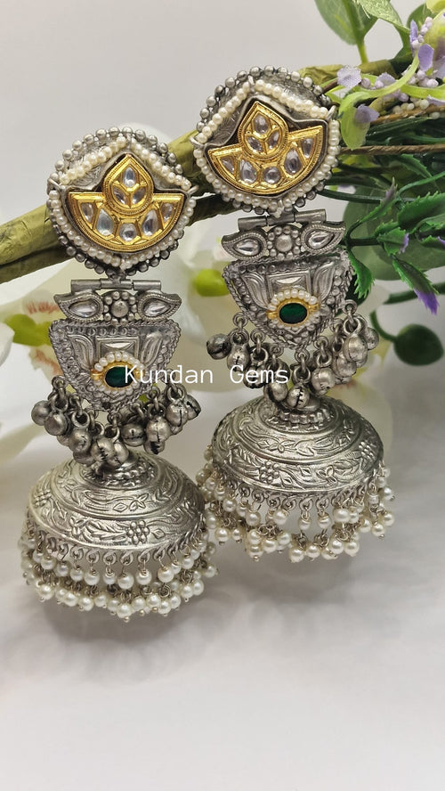 Statement German Silver Jhumki