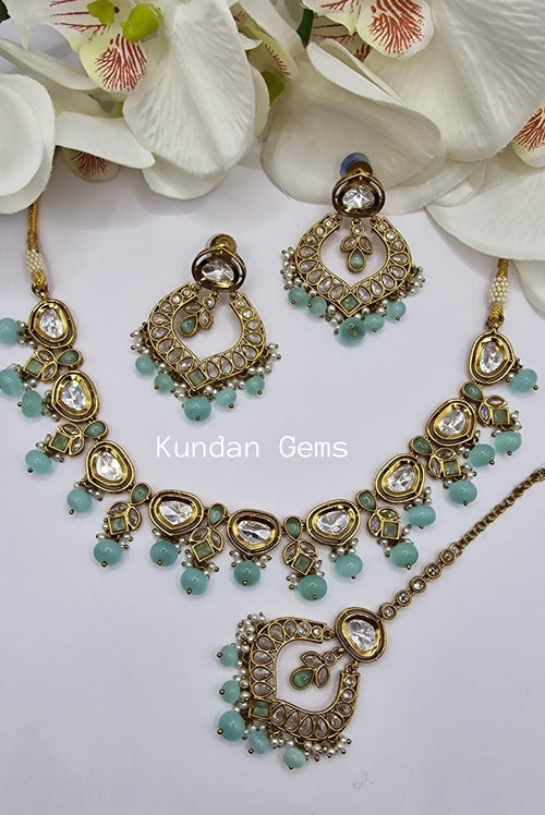 Uncut Kundan + Polki Necklace Set