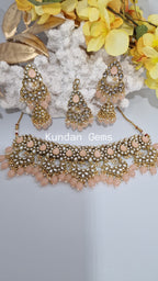 Kundan Peach Collar Style Set