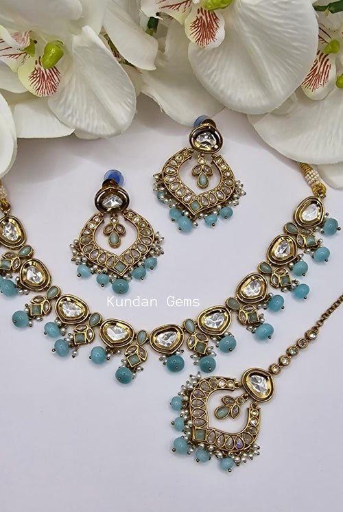 Uncut Kundan + Polki Necklace Set