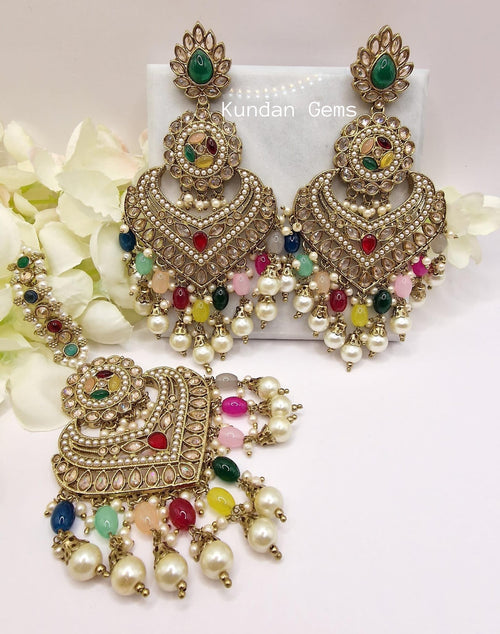 Polki Earrings Tikka Set