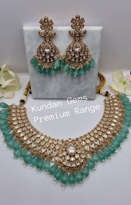 Uncut Kundan Mint Green Necklace Set