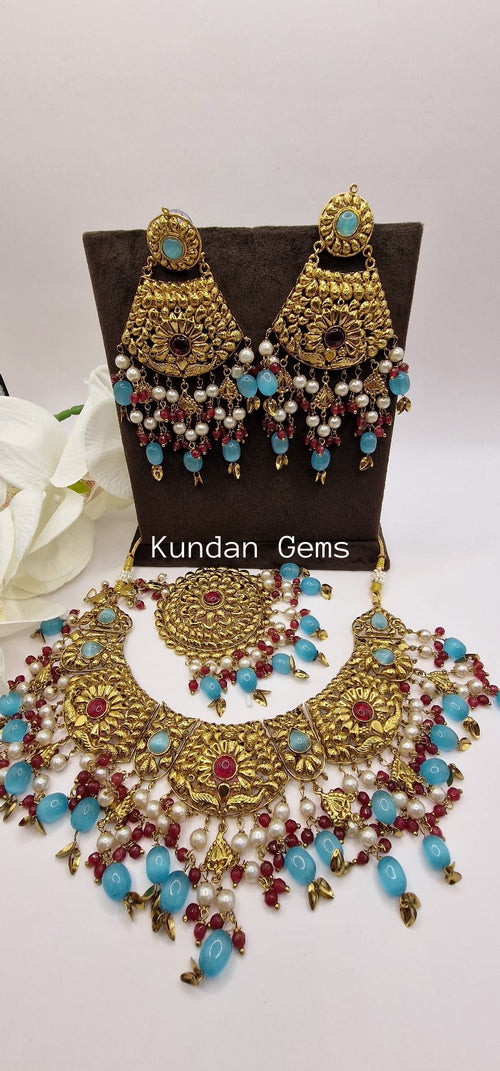 Handmade Matte Gold Necklace Set