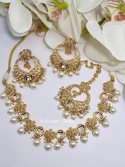 Uncut Kundan + Polki Necklace Set