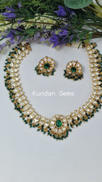 Uncut Kundan Slim Line Necklace Set