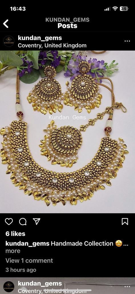 Handmade Matte Gold Necklace Set